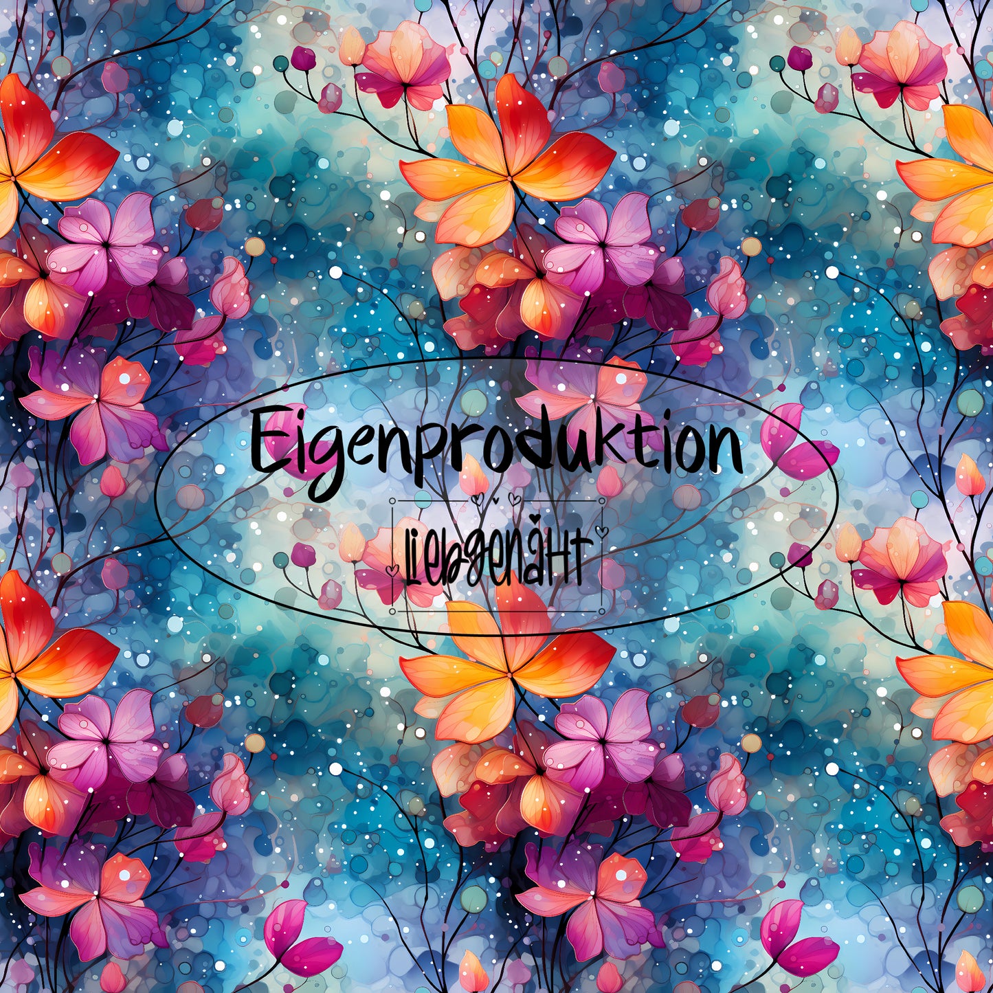 METERWARE! Eigenproduktion! Flowerdream hellblau - RIB