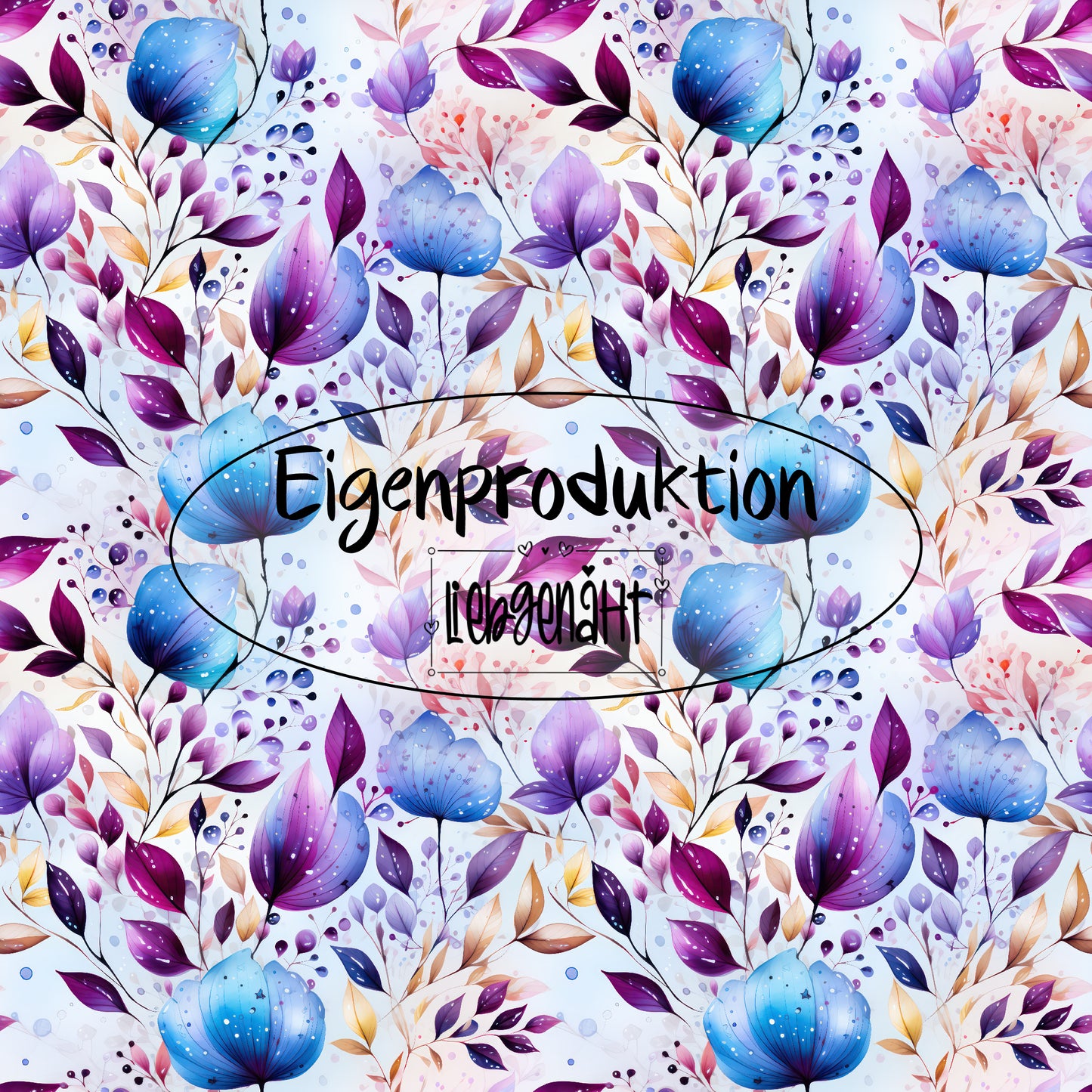 JERSEY | Blumenranken Blau/Lila | Meterware
