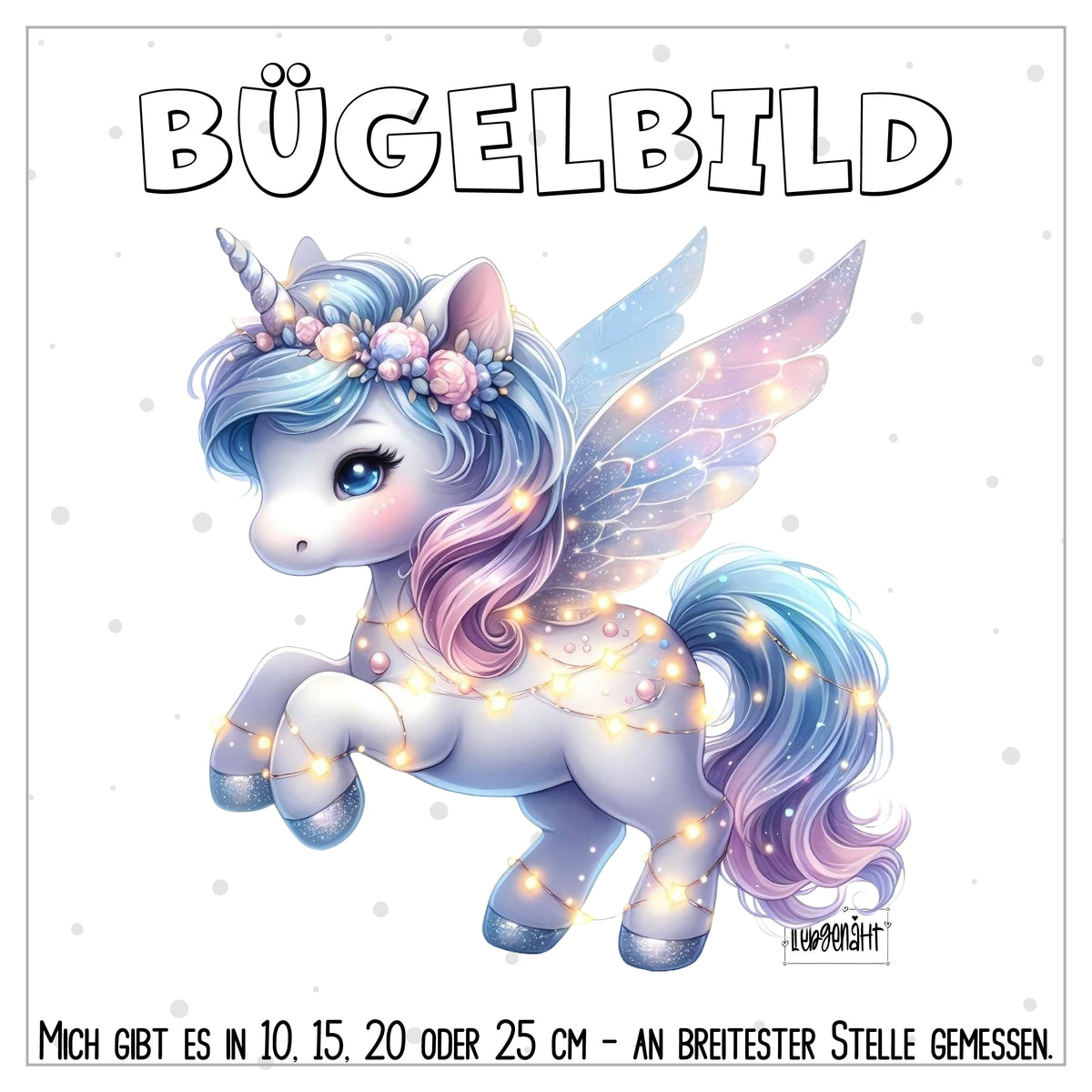 VORBESTELLUNG | BÜGELBILD | EINHORN MIT LICHTERKETTE
