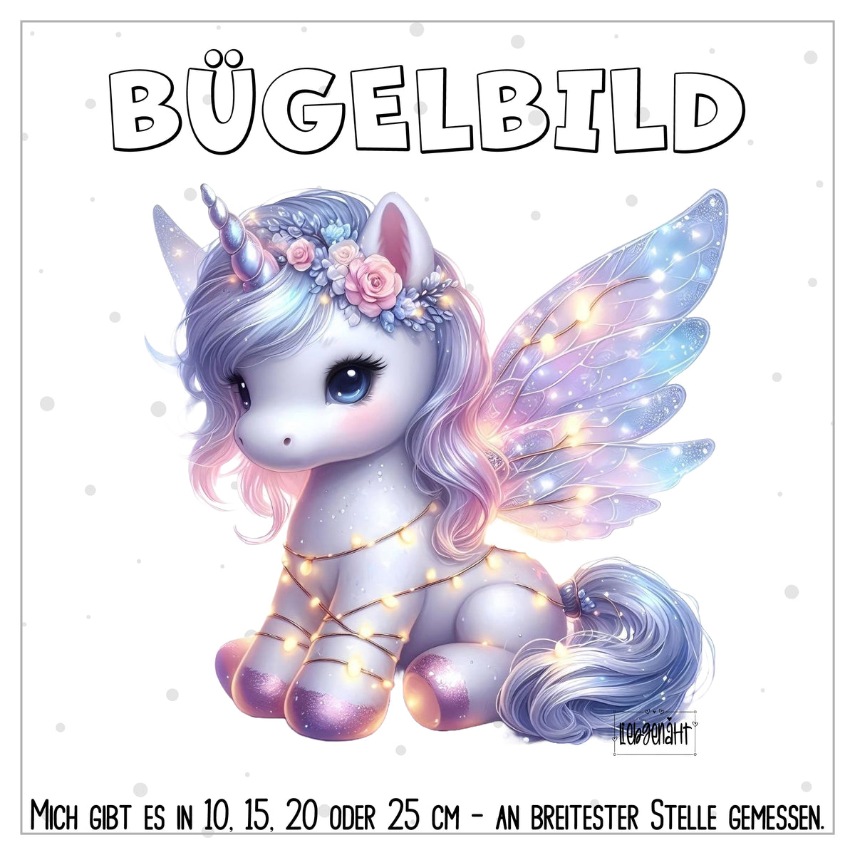 VORBESTELLUNG | BÜGELBILD | EINHORN MIT LICHTERKETTE 2
