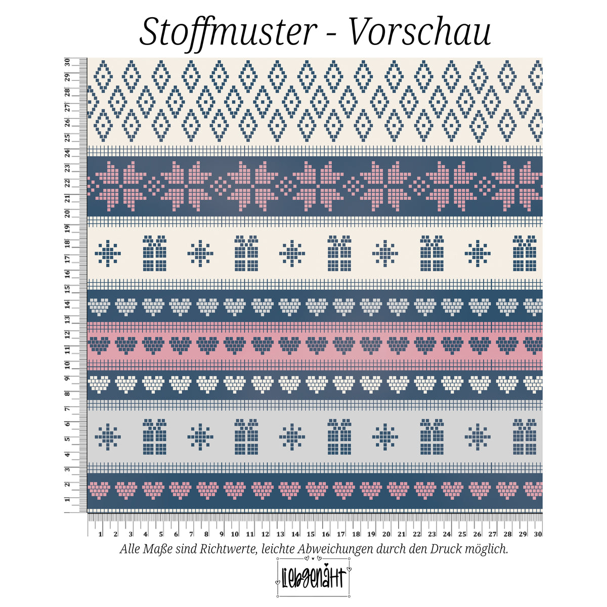 VORBESTELLUNG | WINTERHARMONIE | NORWEGENMUSTER BLAU-ROSA-CREME