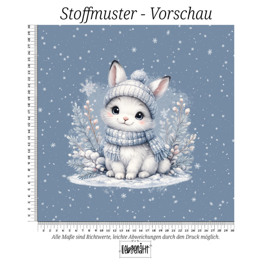 VORBESTELLUNG | WINTERTIERE | PANEL SCHNEEHASE SCHNEEFLOCKEN EISBLAU
