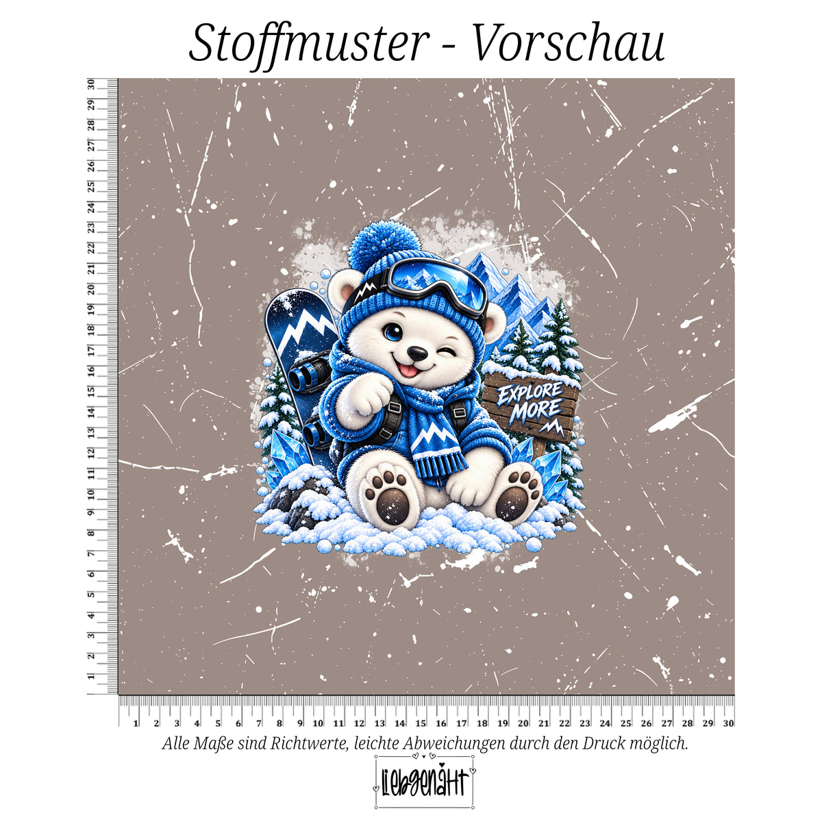 VORBESTELLUNG | WINTERTIERE | PANEL EISBÄR EXPLORE GRUNGE TAUPE