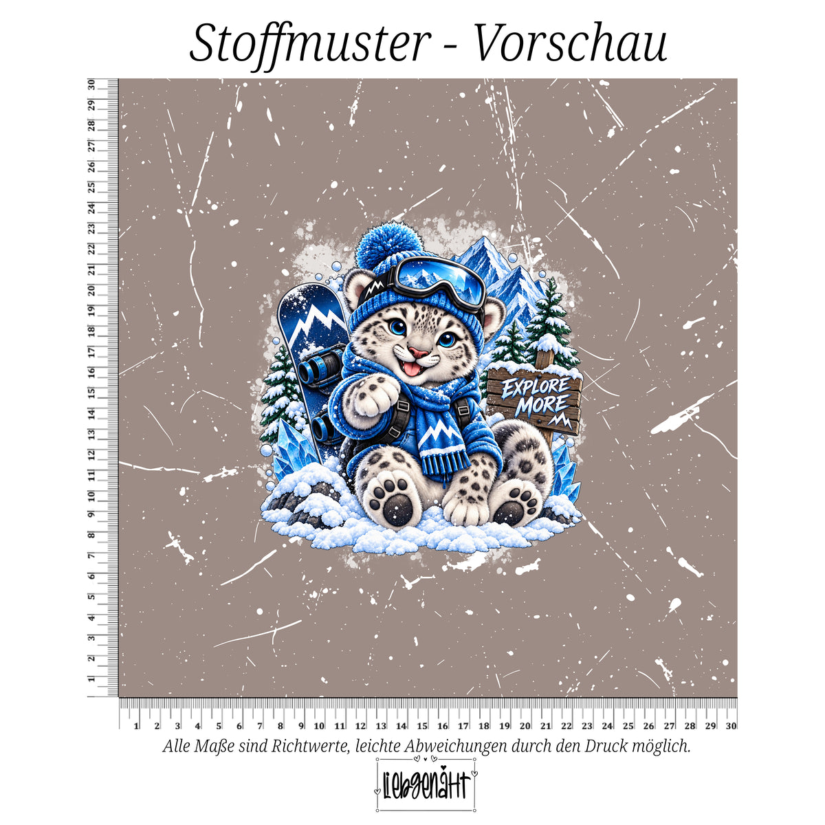 VORBESTELLUNG | WINTERTIERE | PANEL SCHNEELEOPARD EXPLORE GRUNGE TAUPE
