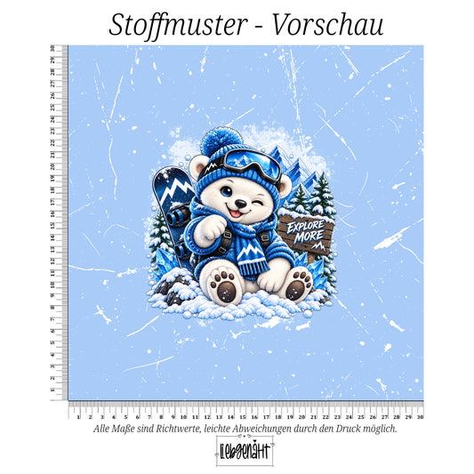 VORBESTELLUNG | WINTERTIERE | PANEL EISBÄR EXPLORE GRUNGE EISBLAU