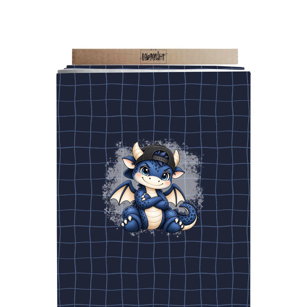VORBESTELLUNG | FABELGETÜMMEL | PANEL | COOLER DRACHE BLAU | SITZEND | GRID DUNKELBLAU