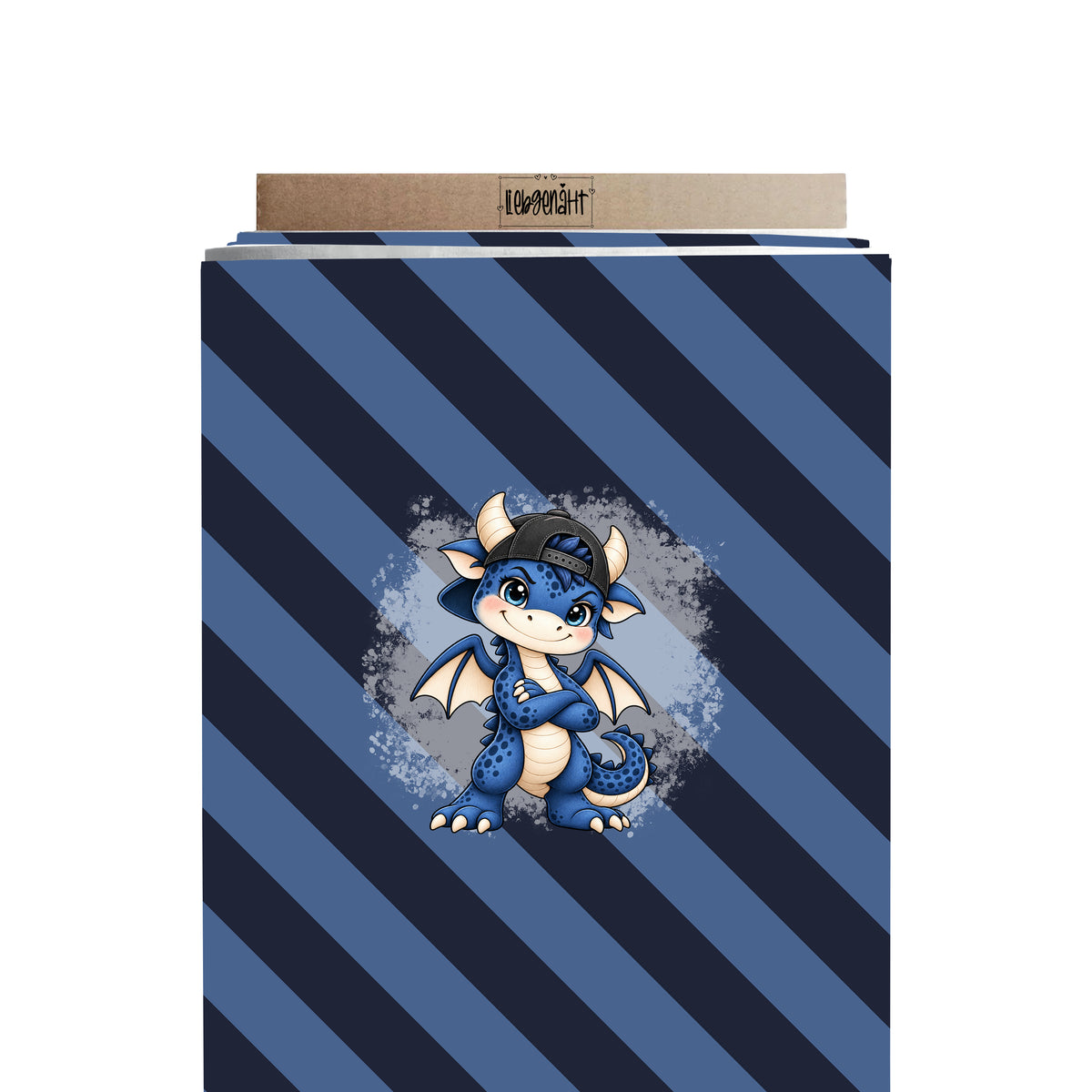 VORBESTELLUNG | FABELGETÜMMEL | PANEL | COOLER DRACHE | STEHEND | DIAGONALSTREIFEN BLAU