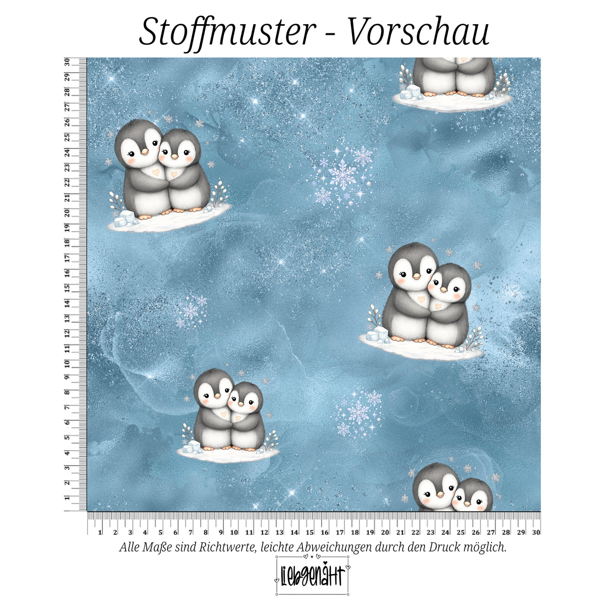 VORBESTELLUNG | WINTERWELT | ALLOVER KUSCHELPINGUIN EISBLAU