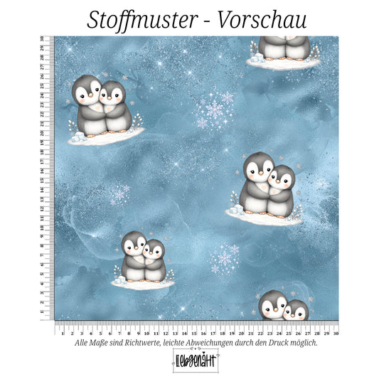 VORBESTELLUNG | WINTERWELT | ALLOVER KUSCHELPINGUIN EISBLAU