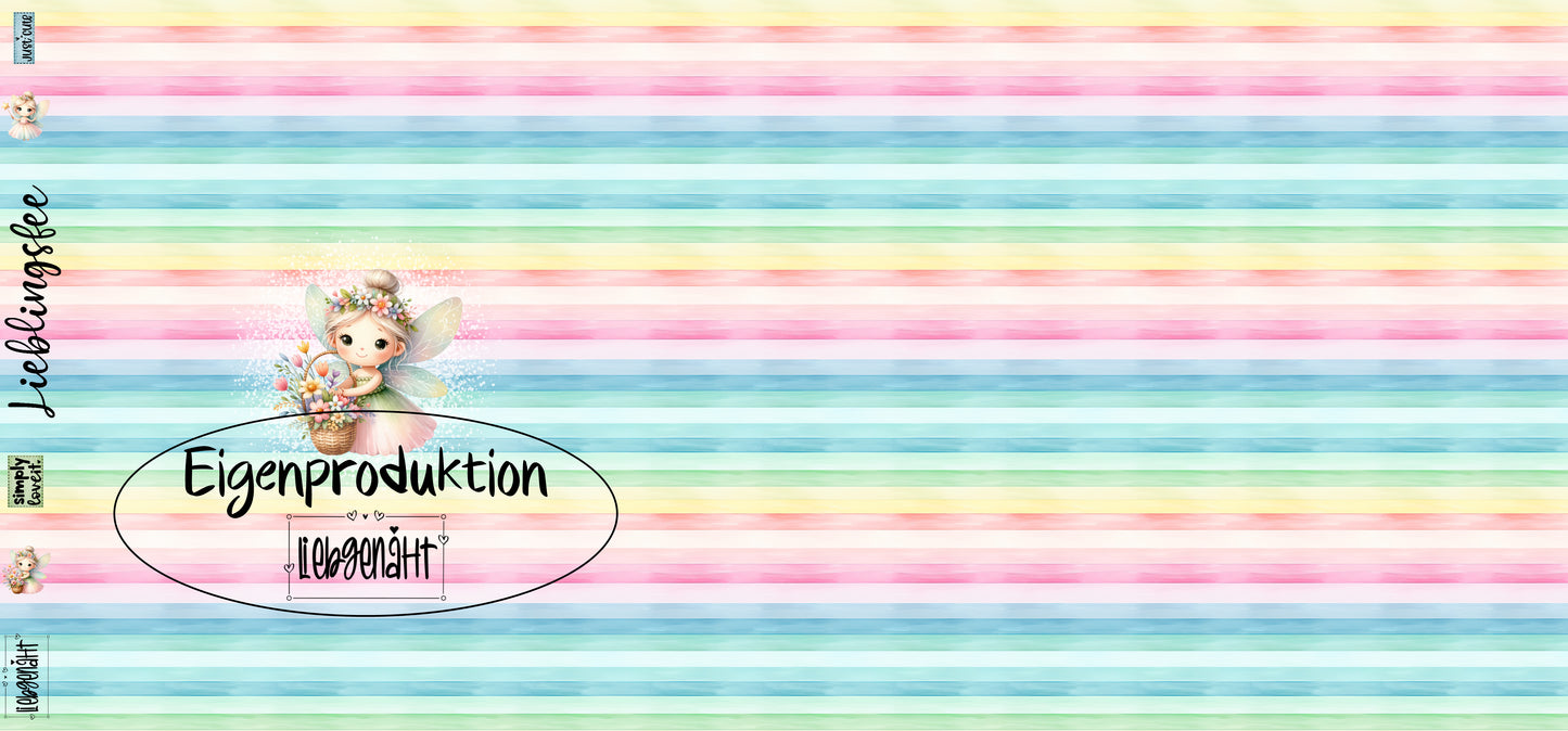 B-WARE! Eigenproduktion! Panel Fee auf Regenbogenstreifen - Jersey (Randstreifen nicht komplett bedruckt!)