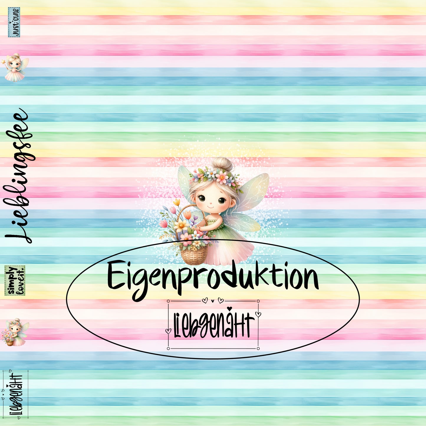 B-WARE! Eigenproduktion! Panel Fee auf Regenbogenstreifen - Jersey (Randstreifen nicht komplett bedruckt!)