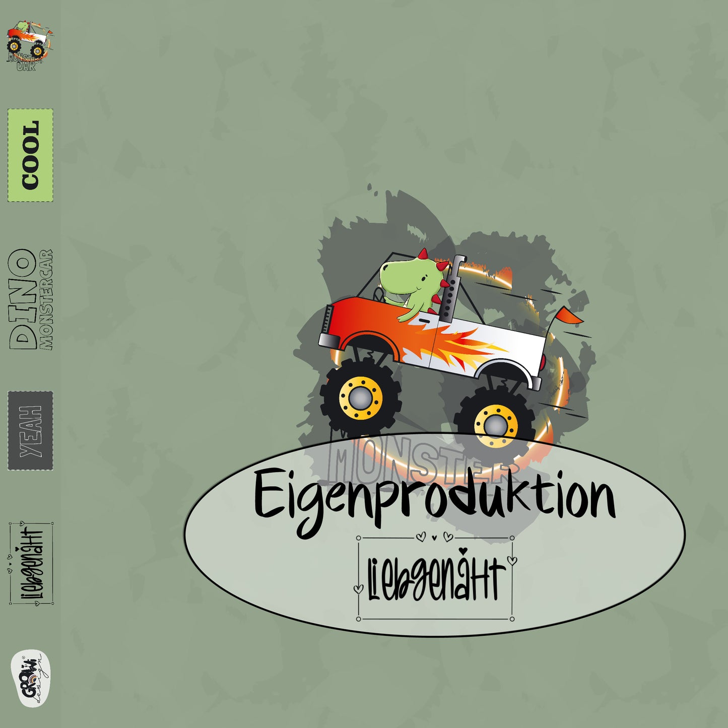 LAGERWARE! Eigenproduktion! MonsterDINO - Avocado - GROWIDESIGN - JERSEY
