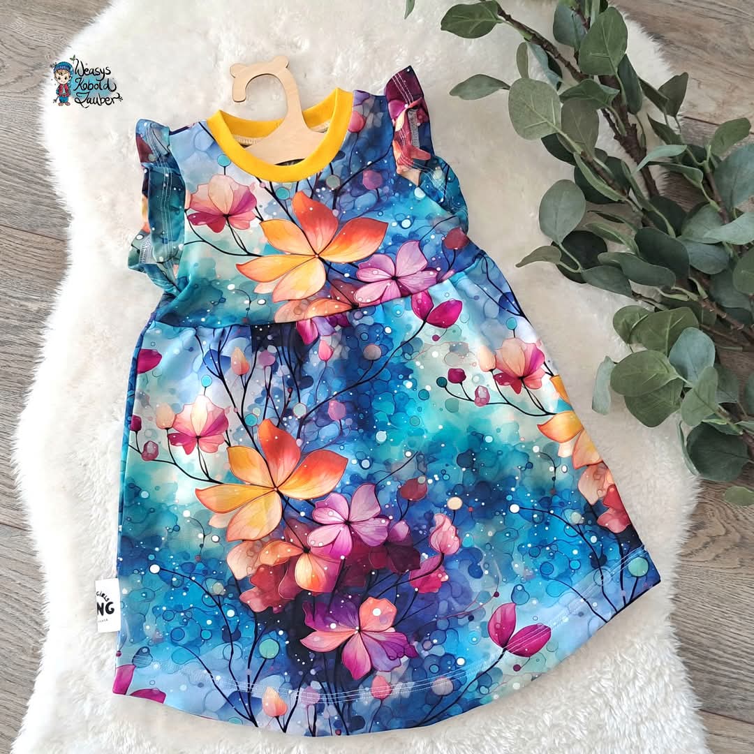 METERWARE! Eigenproduktion! Flowerdream hellblau - RIB
