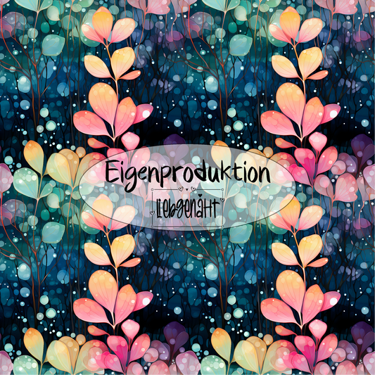 Eigenproduktion! French Terry - Flowerdream dunkel - 0,95cm x VB