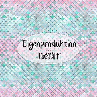 METERWARE! Eigenproduktion! Schuppen rosa/grün - JERSEY