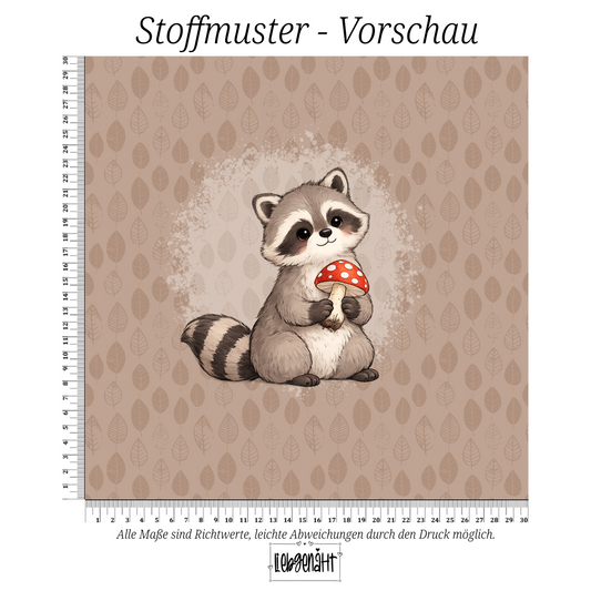VORBESTELLUNG | HERBSTTIERE | PANEL WASCHBÄR PILZFUND