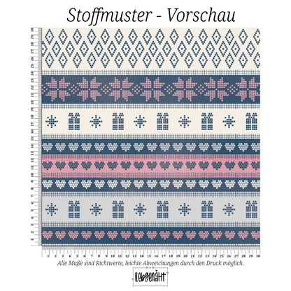 VORBESTELLUNG | WINTERHARMONIE | NORWEGENMUSTER BLAU-ROSA-CREME