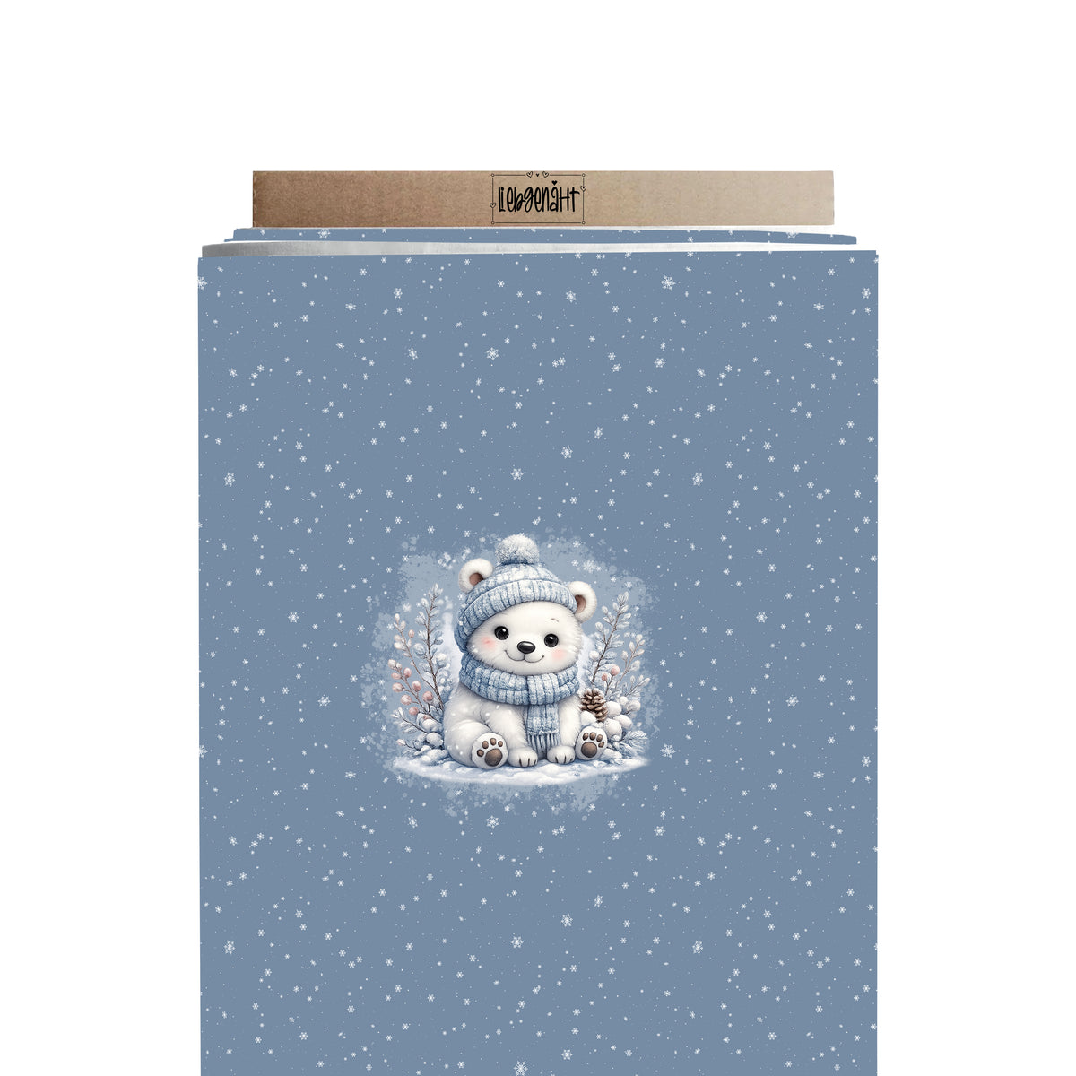 VORBESTELLUNG | WINTERTIERE | PANEL EISBÄR SCHNEEFLOCKEN EISBLAU