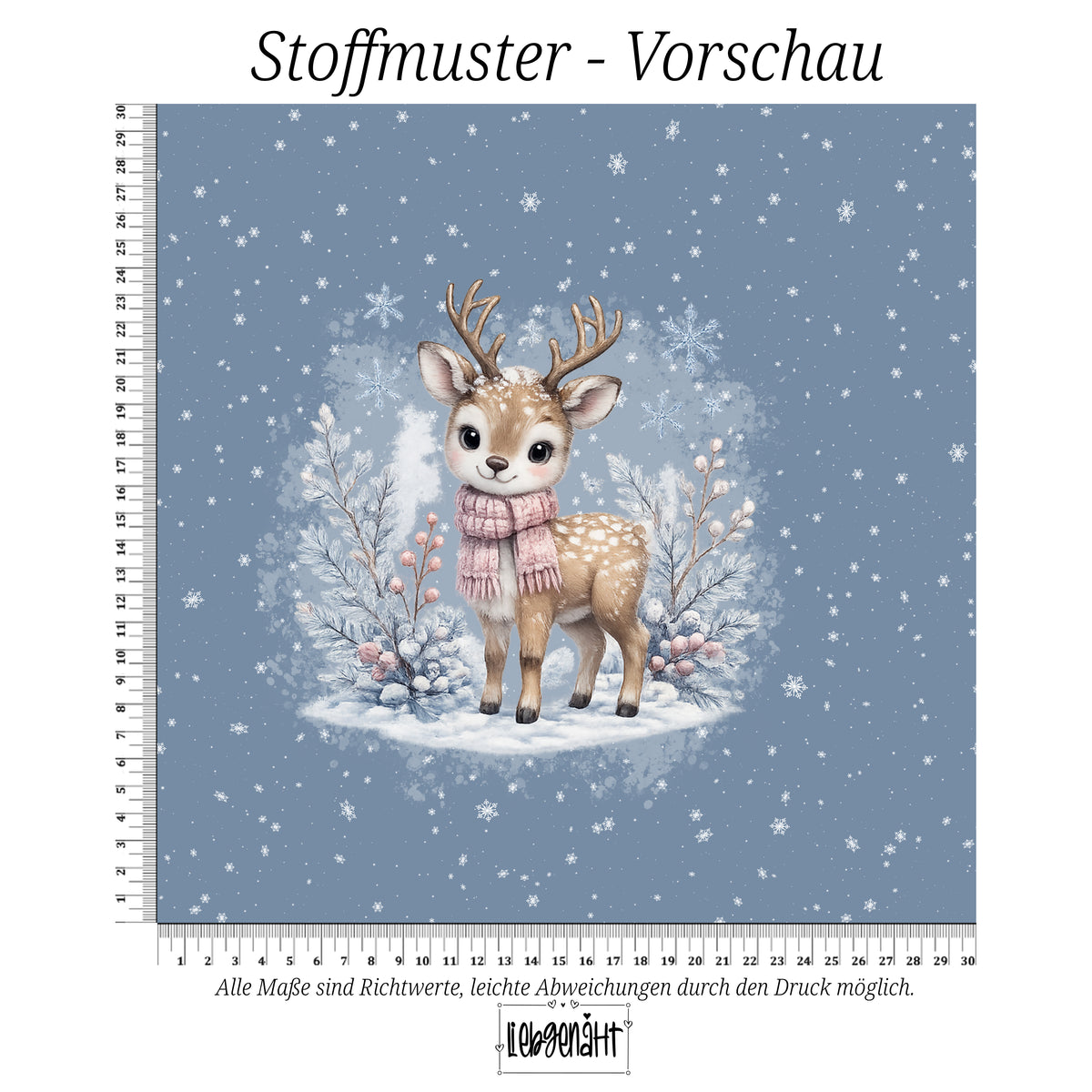 VORBESTELLUNG | WINTERTIERE | PANEL REH SCHNEEFLOCKEN EISBLAU