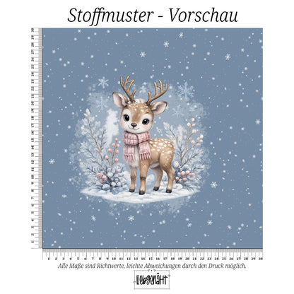 VORBESTELLUNG | WINTERTIERE | PANEL REH SCHNEEFLOCKEN EISBLAU