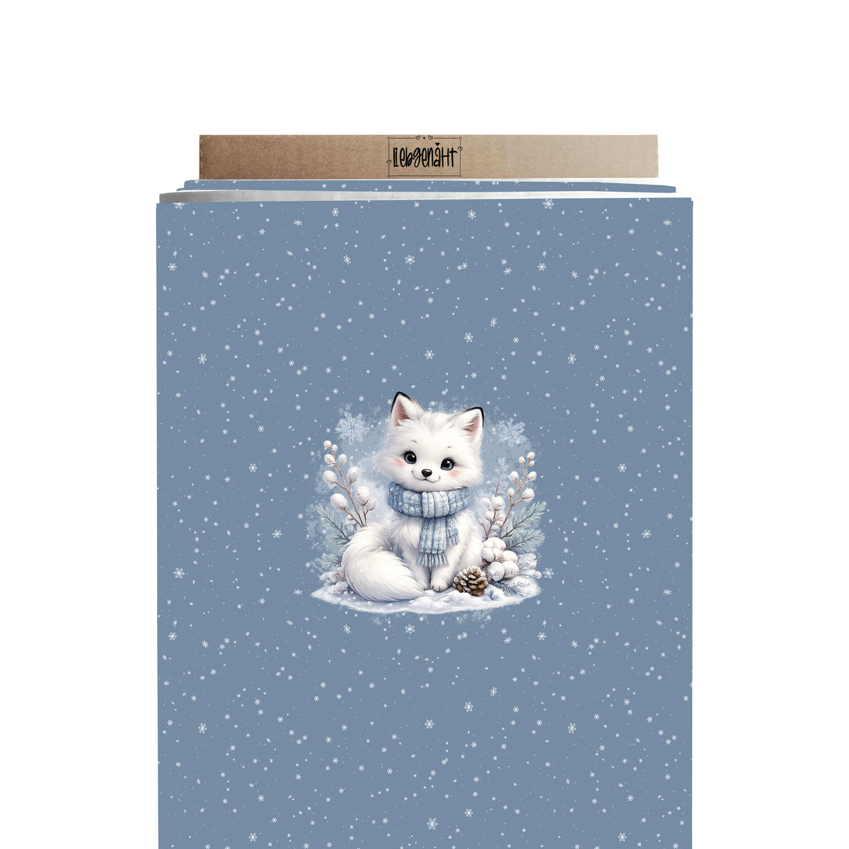 VORBESTELLUNG | WINTERTIERE | PANEL SCHNEEFUCHS SCHNEEFLOCKEN EISBLAU