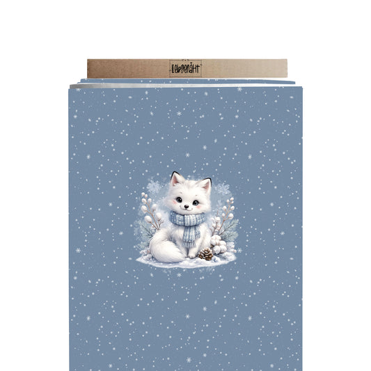 VORBESTELLUNG | WINTERTIERE | PANEL SCHNEEFUCHS SCHNEEFLOCKEN EISBLAU