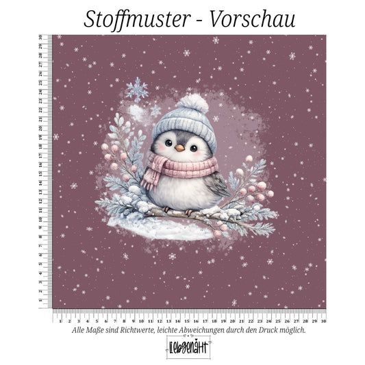 VORBESTELLUNG | WINTERTIERE | PANEL WINTERVORGEL SCHNEEFLOCKEN MAUVE
