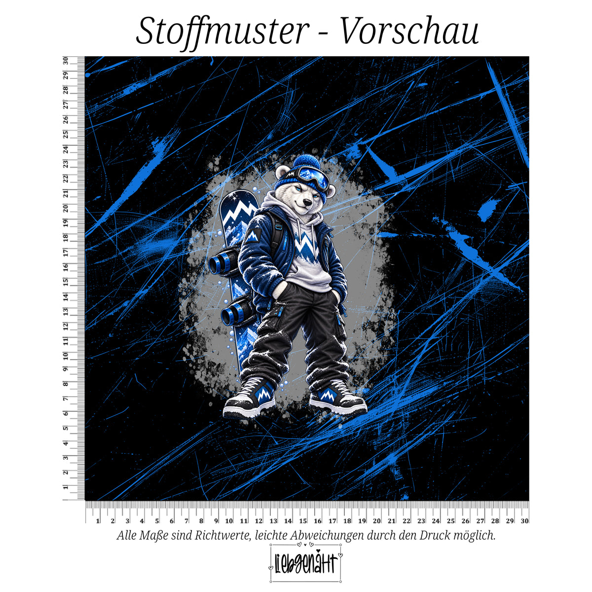 VORBESTELLUNG | WINTERTIERE | PANEL EISBÄR SNOWBOARD GRUNGE SCHWARZ-BLAU