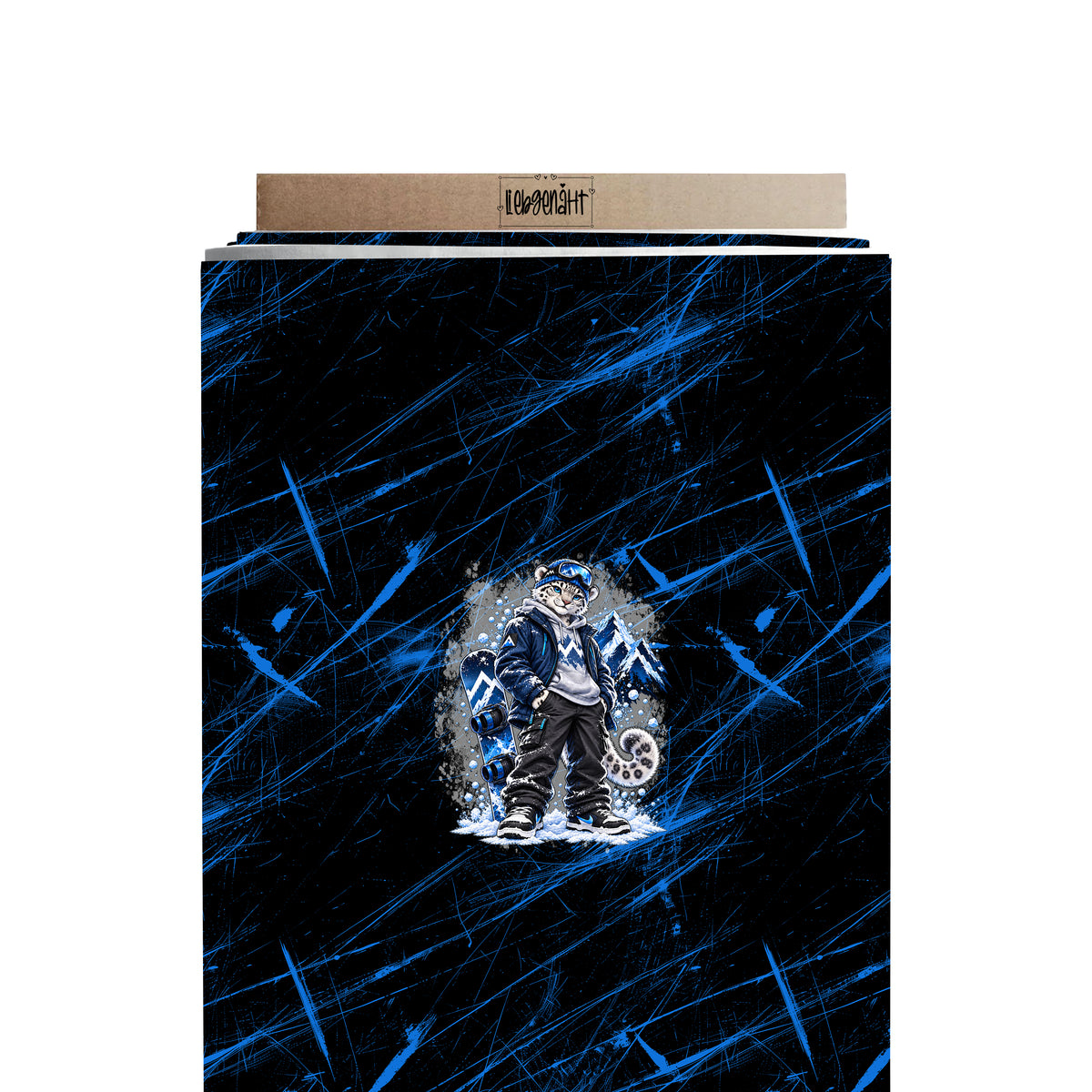 VORBESTELLUNG | WINTERTIERE | PANEL SCHNEELEOPARD SNOWBOARD GRUNGE SCHWARZ-BLAU
