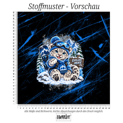 VORBESTELLUNG | WINTERTIERE | PANEL SCHNEELEOPARD EXPLORE GRUNGE SCHWARZ-BLAU