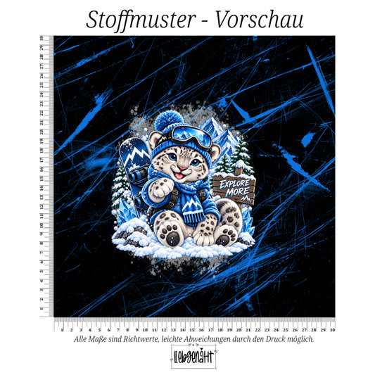 VORBESTELLUNG | WINTERTIERE | PANEL SCHNEELEOPARD EXPLORE GRUNGE SCHWARZ-BLAU