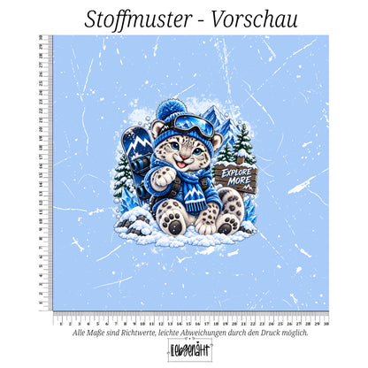 VORBESTELLUNG | WINTERTIERE | PANEL SCHNEELEOPARD EXPLORE GRUNGE EISBLAU