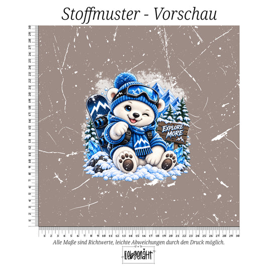 VORBESTELLUNG | WINTERTIERE | PANEL EISBÄR EXPLORE GRUNGE TAUPE