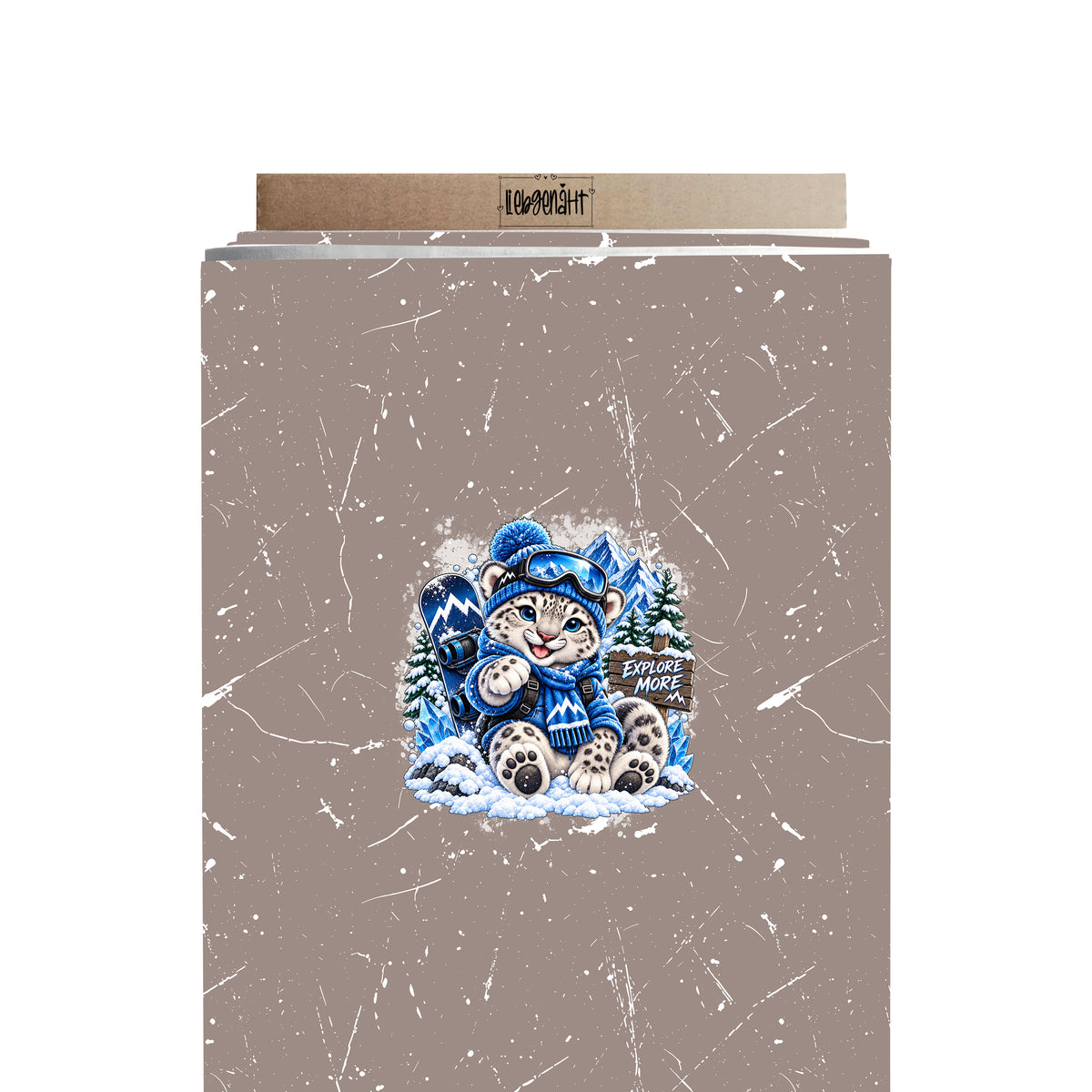 VORBESTELLUNG | WINTERTIERE | PANEL SCHNEELEOPARD EXPLORE GRUNGE TAUPE