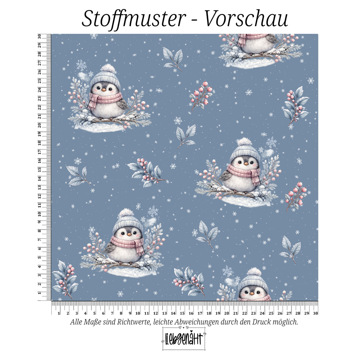 VORBESTELLUNG | WINTERTIERE | ALLOVER SCHNEEVOGEL EISBLAU