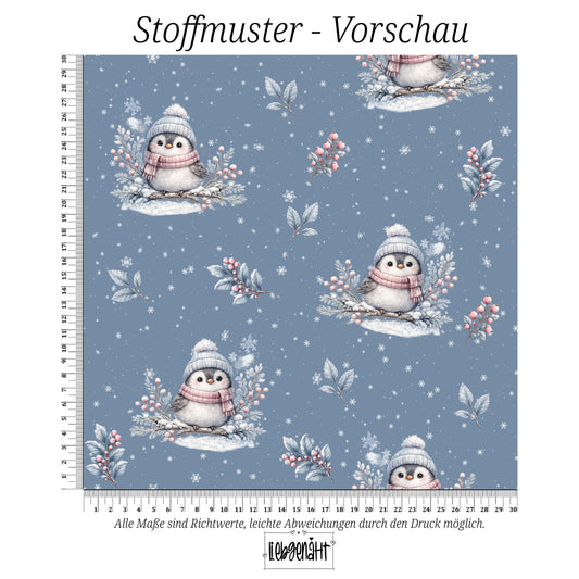 VORBESTELLUNG | WINTERTIERE | ALLOVER SCHNEEVOGEL EISBLAU