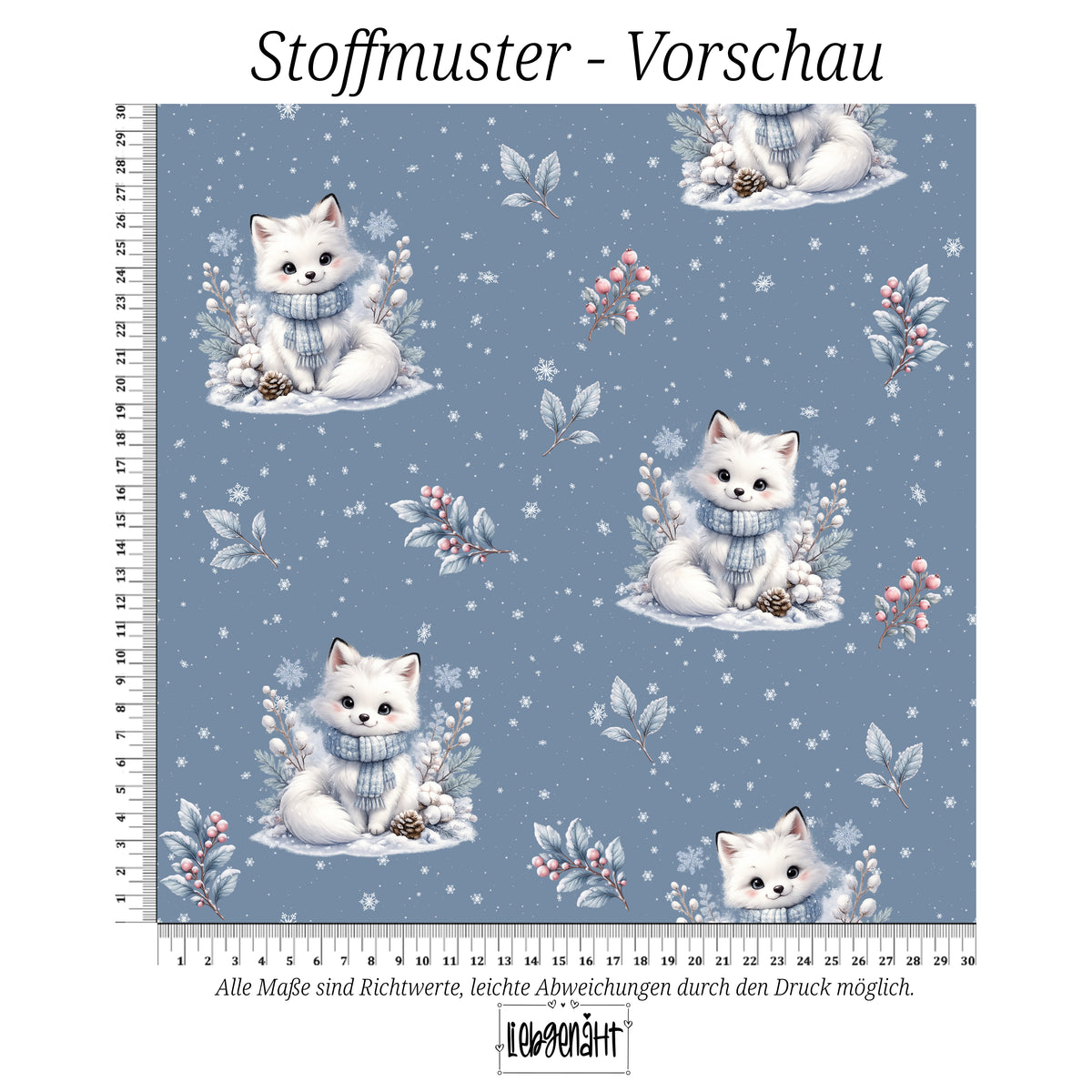VORBESTELLUNG | WINTERTIERE | ALLOVER SCHNEEFUCHS EISBLAU