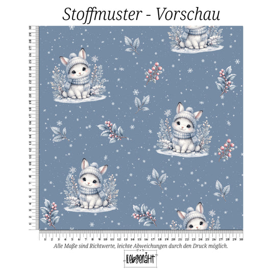 VORBESTELLUNG | WINTERTIERE | ALLOVER SCHNEEHASE EISBLAU