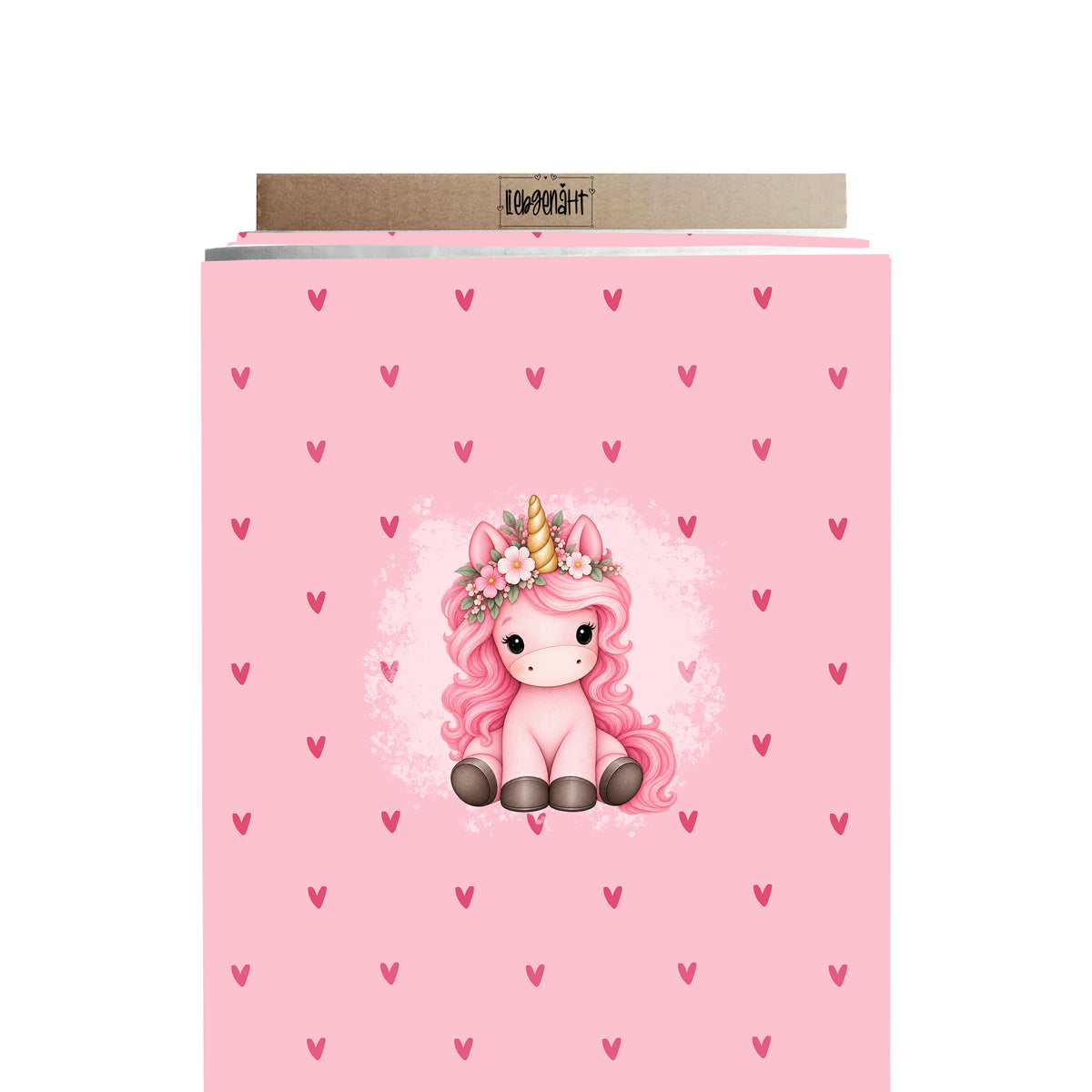 VORBESTELLUNG | FABELGETÜMMEL | PANEL | EINHORN ROSA | SITZEND | HERZEN ROSA