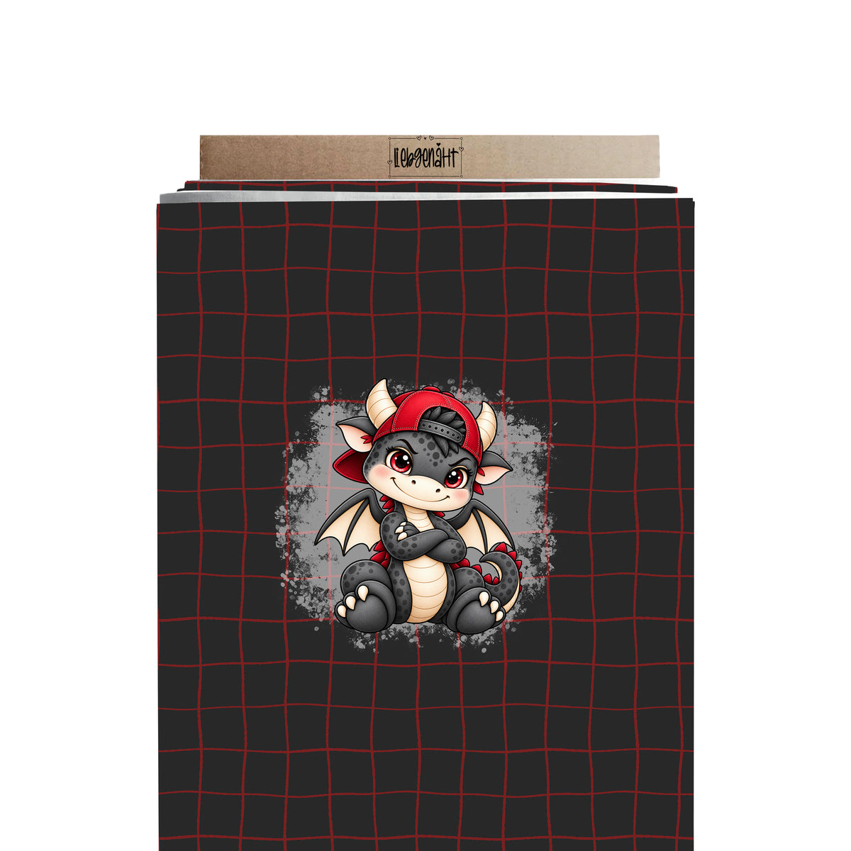 VORBESTELLUNG | FABELGETÜMMEL | PANEL | COOLER DRACHE | SITZEND | GRID SCHWARZ-ROT