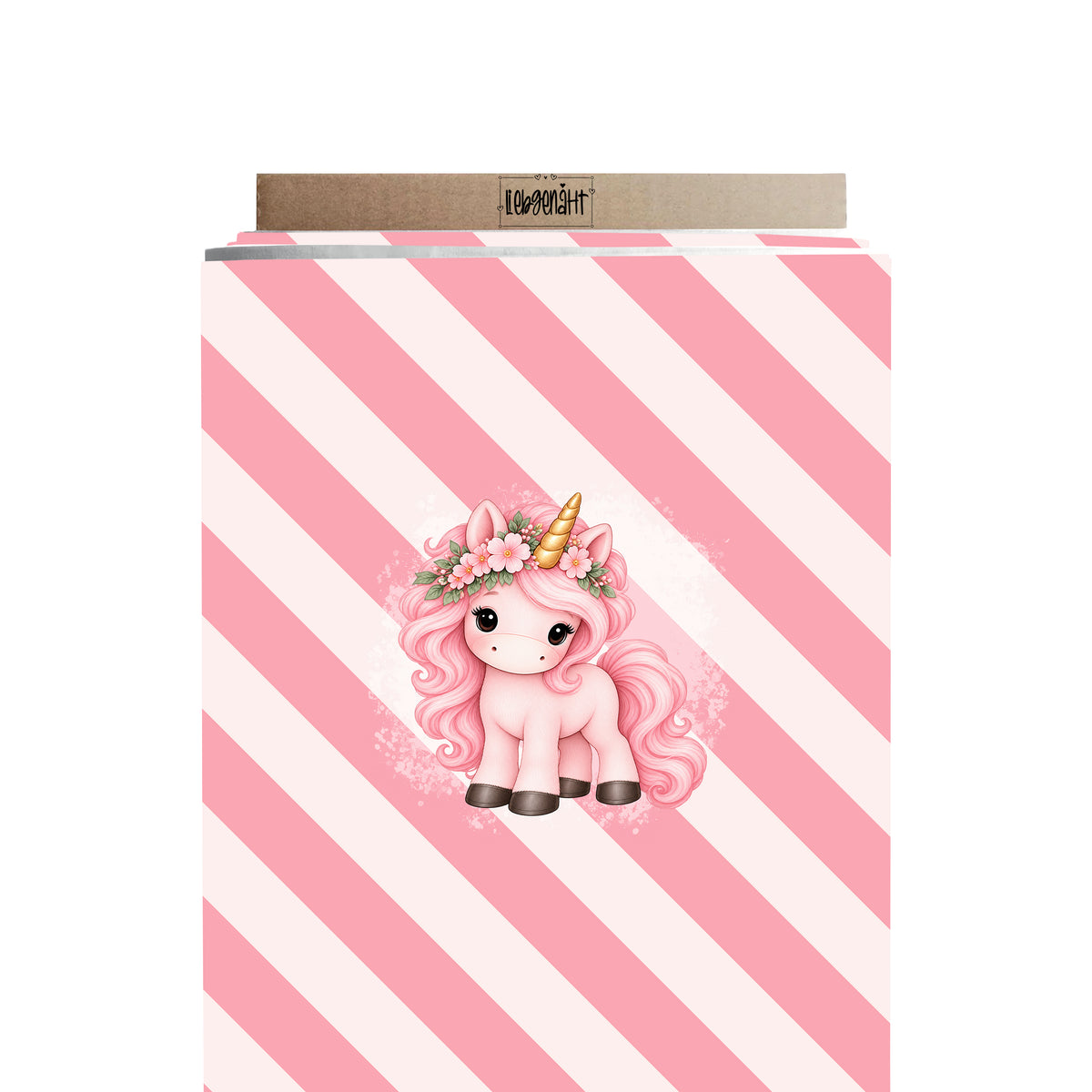 VORBESTELLUNG | FABELGETÜMMEL | PANEL | EINHORN ROSA | STEHEND | DIAGONALSTREIFEN ROSA