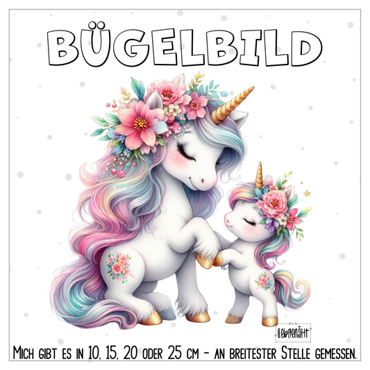 VORBESTELLUNG | BÜGELBILD | MAMA & BABY EINHORN