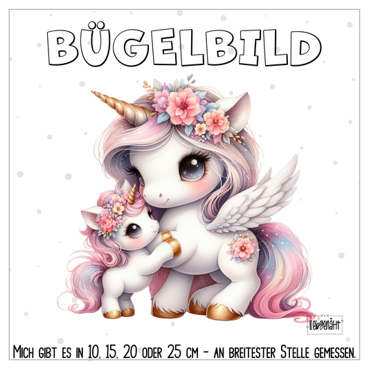 VORBESTELLUNG | BÜGELBILD | MAMA & BABY EINHORN 3