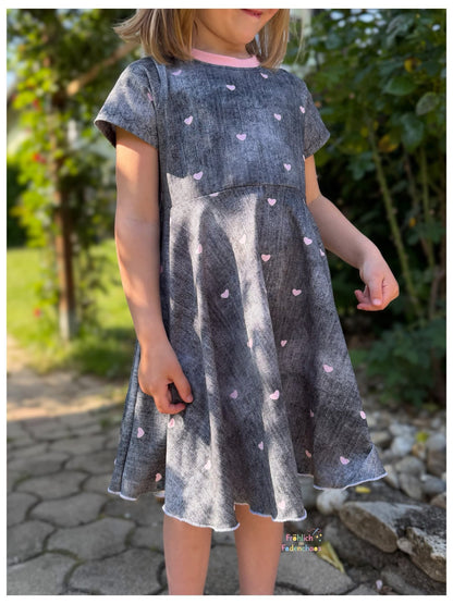 VORBESTELLUNG | DENIM | MITTELGRAU | ROSA HERZEN | PANDA SERIE