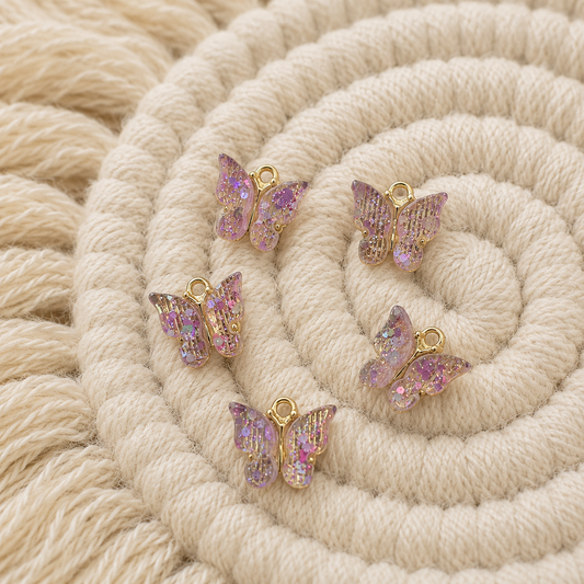 Anhänger Schmetterling, Glitzerpink/lila