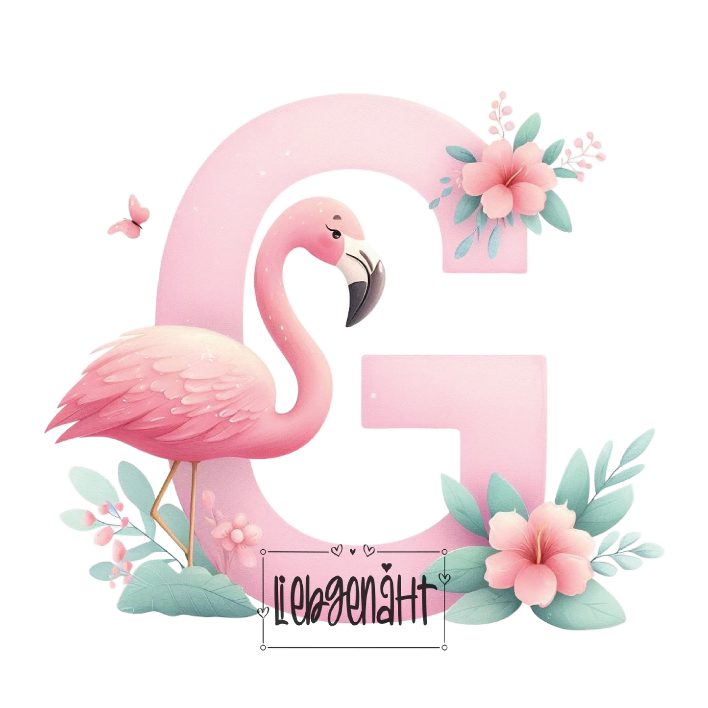 VORBESTELLUNG! - GLITZER - Alphabet Flamingo