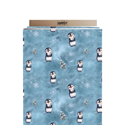 VORBESTELLUNG | WINTERWELT | ALLOVER PINGUIN EISBLAU
