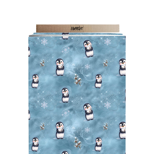 VORBESTELLUNG | WINTERWELT | ALLOVER PINGUIN EISBLAU