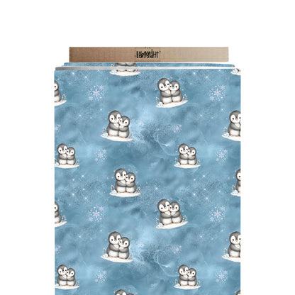 VORBESTELLUNG | WINTERWELT | ALLOVER KUSCHELPINGUIN EISBLAU