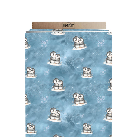 VORBESTELLUNG | WINTERWELT | ALLOVER KUSCHELPINGUIN EISBLAU